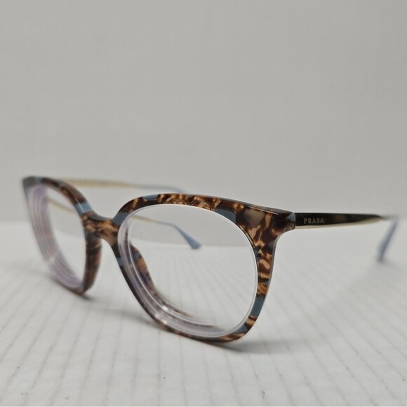 Prada Eyeglasses Frame VPR11T KJO-101 Women's Brown Blue Full Rim 51-17-140 - Picture 7 of 8